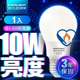 【EVERLIGHT億光】1入組 6.8W 超節能plus LED燈泡 節能標章 3年保固(自然光)
