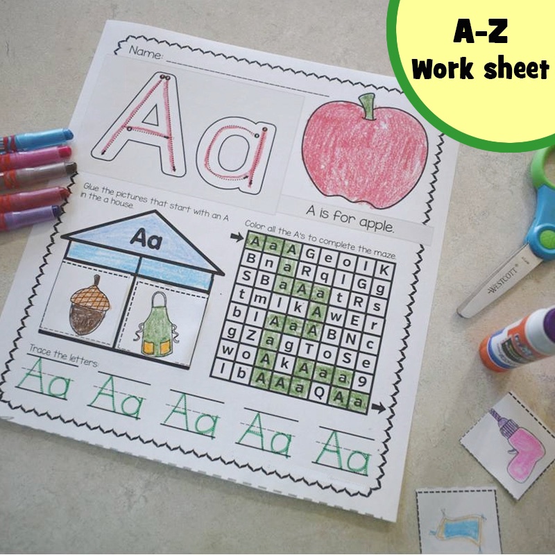 26英文字母ABC 幼兒英語學習練習冊 課堂作業紙趣味游戲紙 動手塗色繪畫填充練習本 媽媽孩子親子學習 | 蝦皮購物