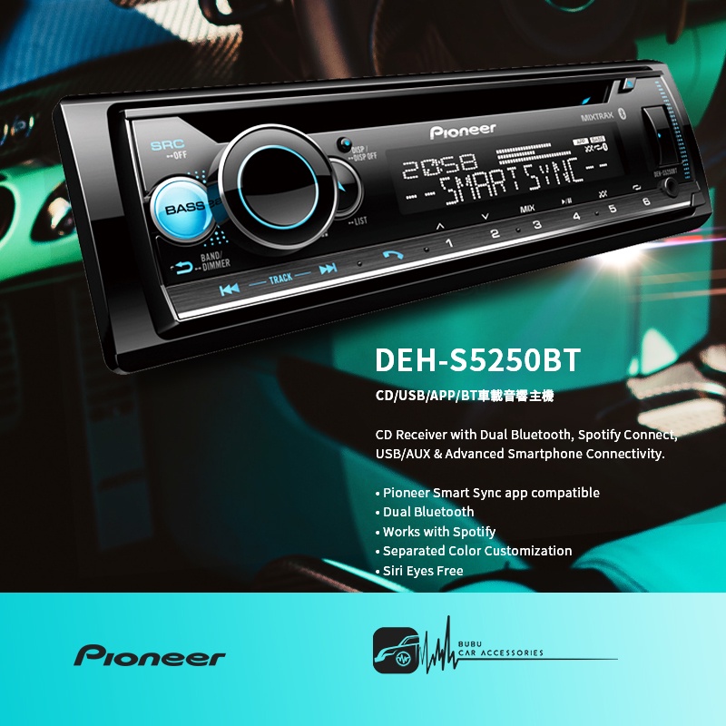 Radio Carro Pioneer Deh-s4250bt Cd Bluetooth Mixtrack Spotify - PIONEER