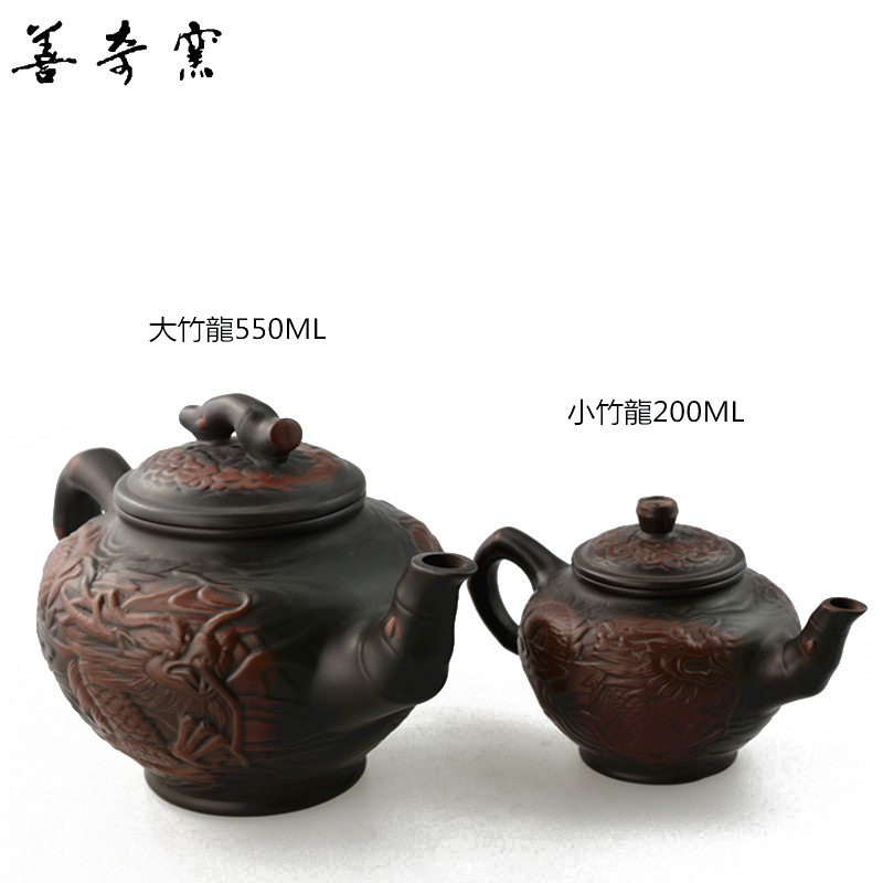 宜興窯 紫砂茶壺 在銘 煎茶道具 漢詩彫 時代唐物（民國 紫砂彫