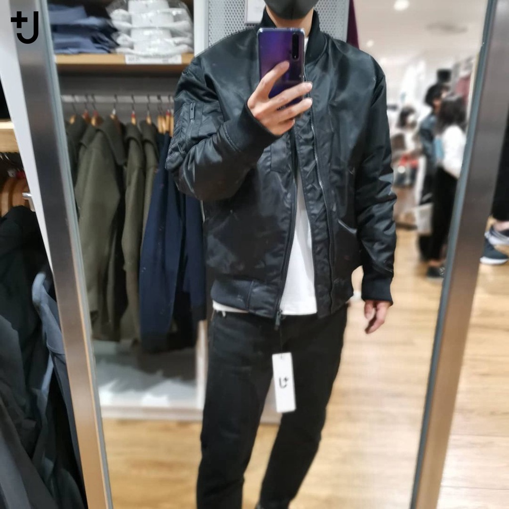 現貨UNIQLO +J HYBRID羽絨寬版MA-1飛行外套XS JIL SANDER 445765 BLACK