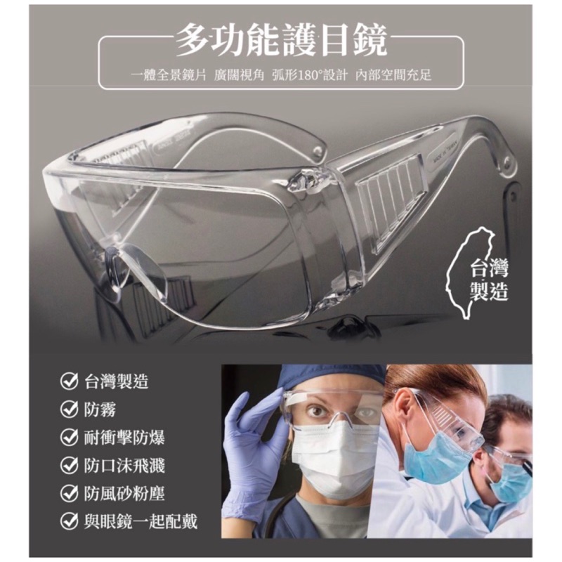 台灣製造SGS認證👍防飛沫護目鏡（戴眼鏡也能戴） | 蝦皮購物