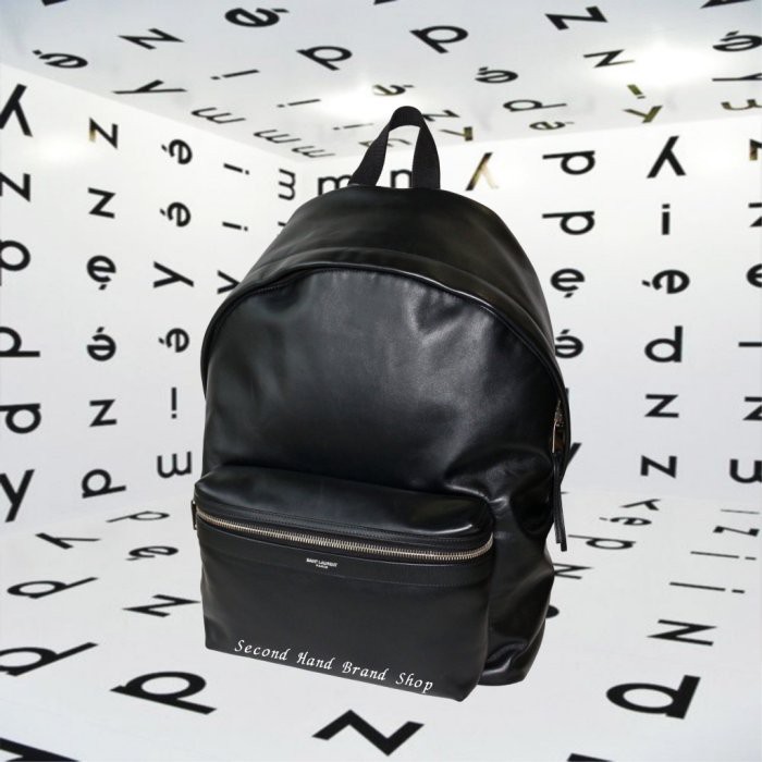 二手旗艦 YSL 黑色 全皮 拉鍊 前口袋 上手提 後背包 大款 (中友店) 11804 | 蝦皮購物