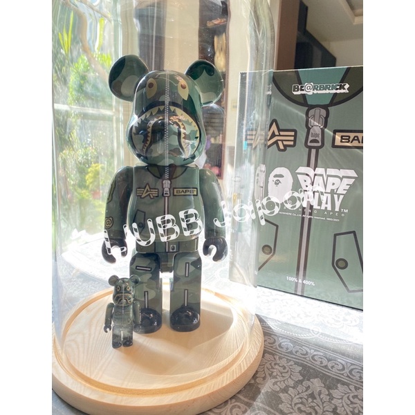 日本官方正品庫柏力克Bearbrick Be@rBrick Bape APE Alpha MA1 飛行