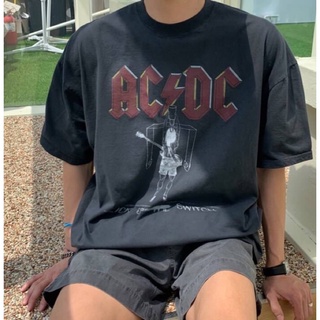 【ER平價服飾】韓國AC/DC塗鴉牆短T  復古 搖滾 落肩 男女不拘 嘻哈搖滾
