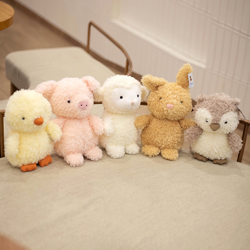 🍀咕嚕嚕🏠 森林動物公仔 捲毛公仔 雞小鴨小豬小羊貓頭鷹娃娃 活動禮物 兒童生日毛絨玩具 動物玩具 布娃娃布偶 | 蝦皮購物