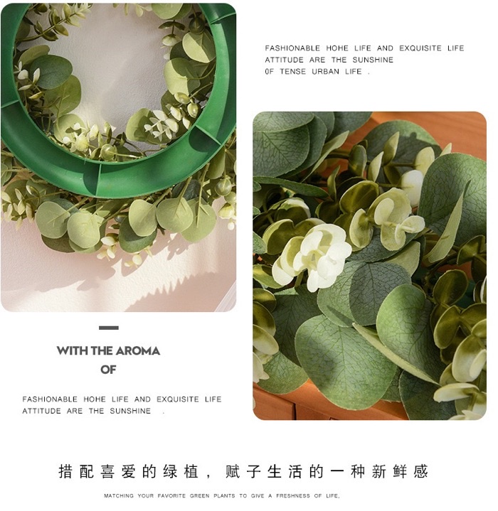 ️尤加利花環 ️門窗掛飾 花圈 仿真金錢草環 家居佈置道具 尤加利葉花環 假花圈 仿真植物 | 蝦皮購物