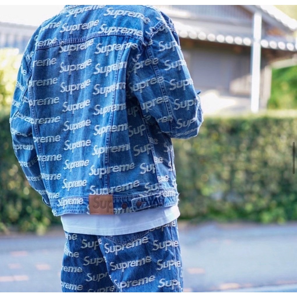 Supreme Frayed Logo Denim Trucker Jacket - ジャケット・アウター