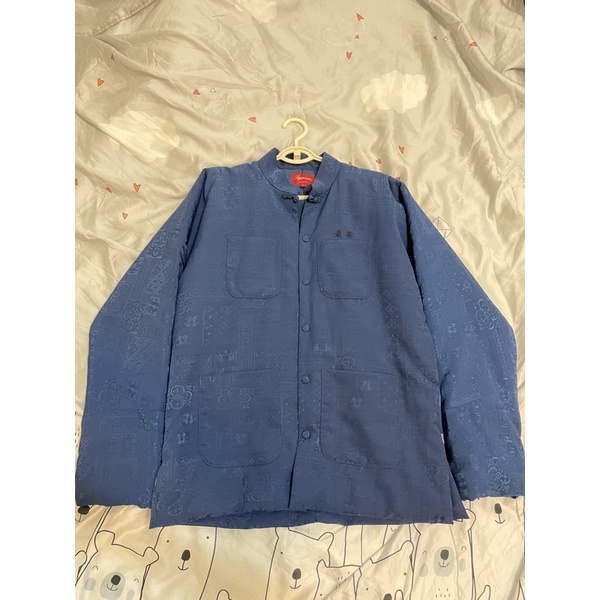私物近全新稀有Supreme Mandarin Jacket 中國結絲綢唐裝外套藍色M號