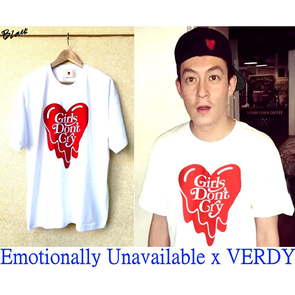 BLACK極新Emotionally Unavailable x VERDY溶解愛心GIRLS DON'T CRY短T