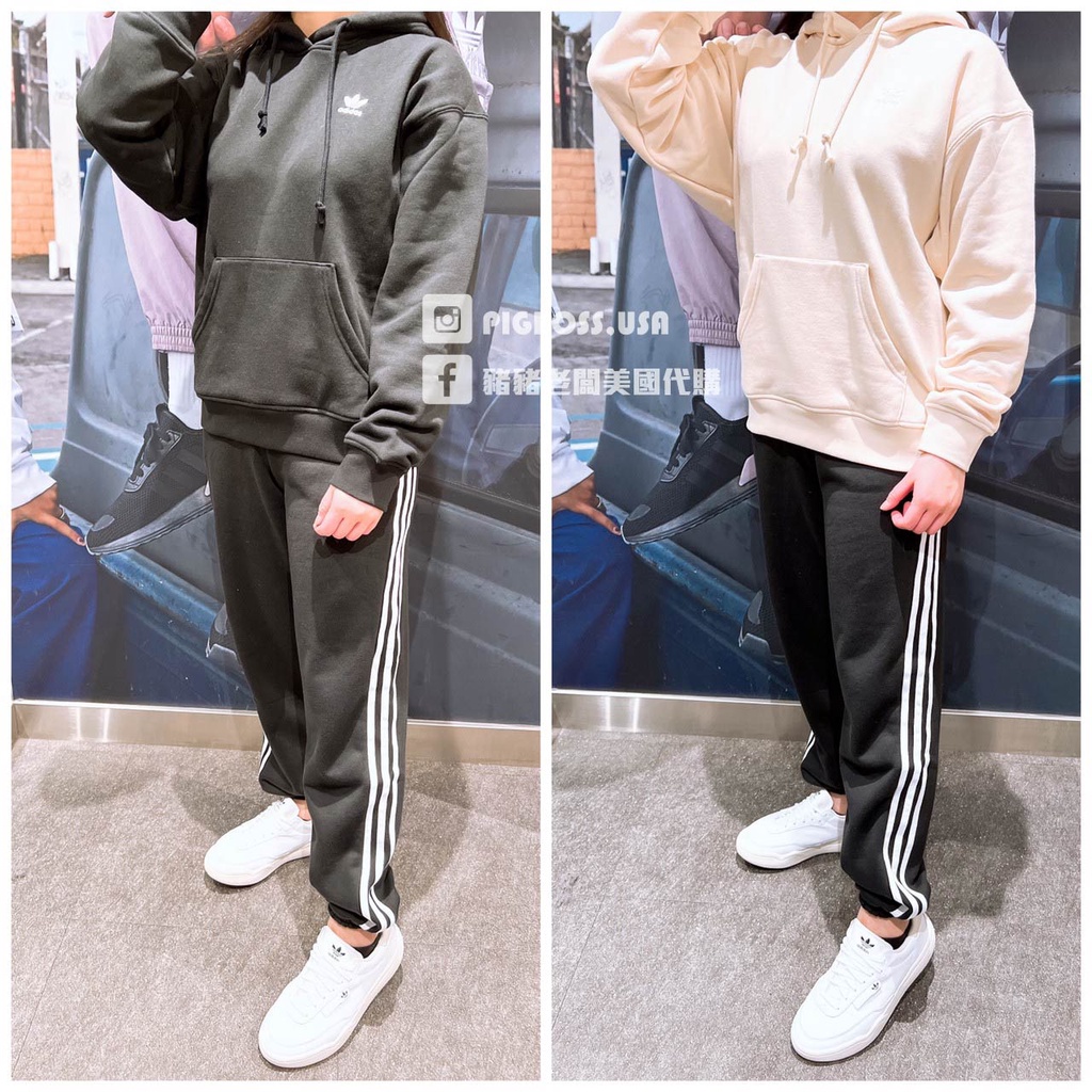 豬豬老闆】ADIDAS OG ALWAYS ORIGINAL 小花插畫帽T 女款黑HF2000 燕麥HF2088