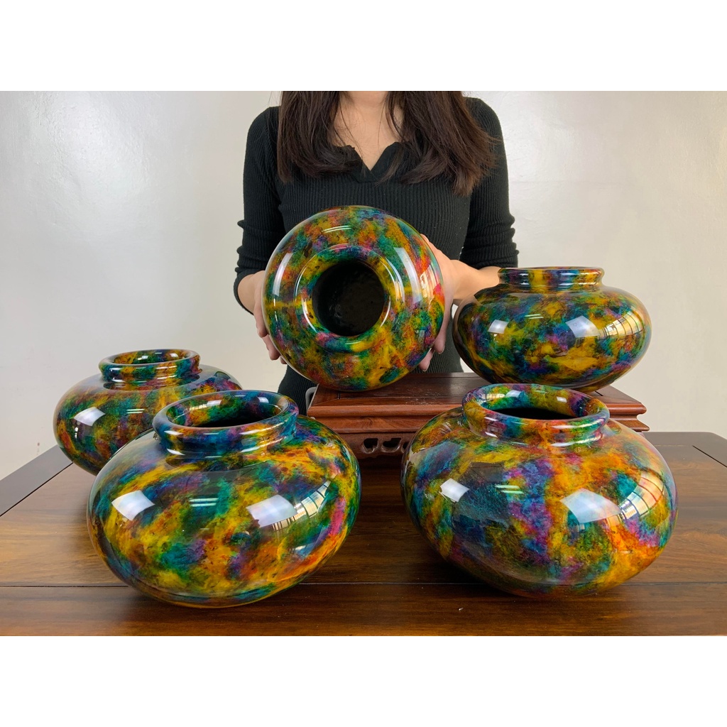 66藝品】台灣花東【七彩玉花瓶】花東原石原礦花蓮花瓶圓瓶寶瓶葫蘆璧玉