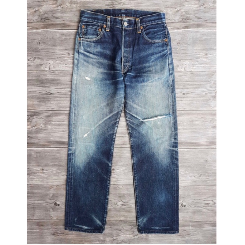 31腰 Levis LVC 501XX 美國製 復刻款1955年 大E 赤耳丹寧色落 古著直筒 牛仔褲 二手