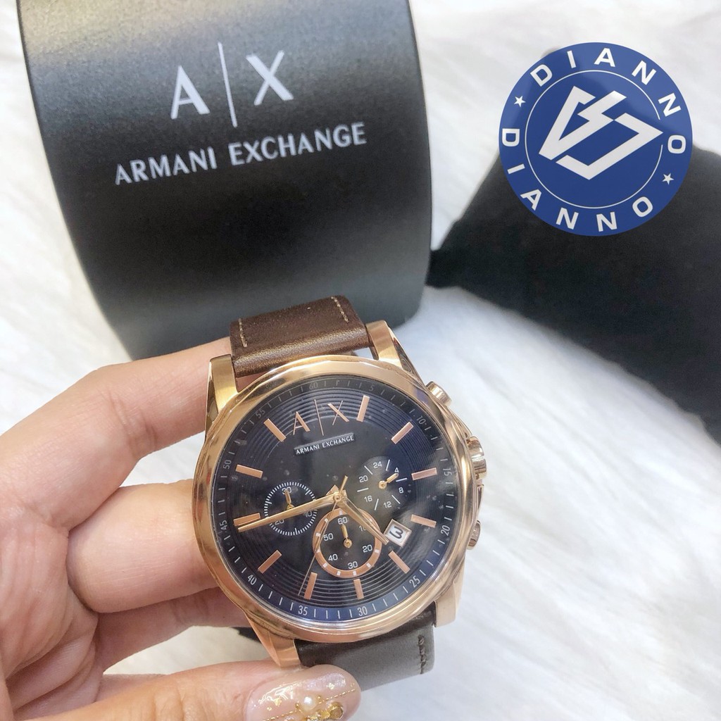 免運帝安諾-實體店面AX ARMANI EXCHANGE經典湛藍撞色手錶三環三眼男女