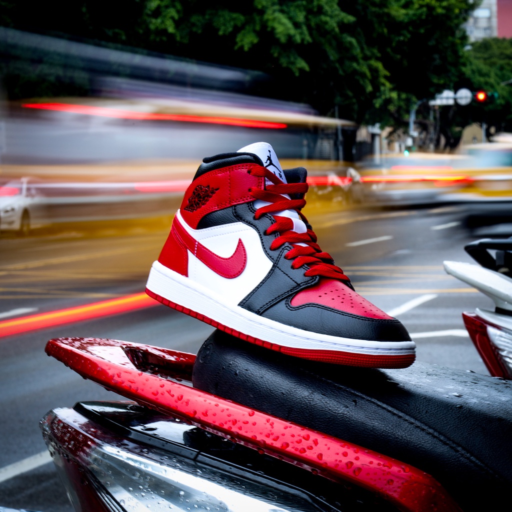 Air Jordan 1 Mid Bred Toe 黑紅白芝加哥女鞋女鞋男段AJ1 ACS BQ6472