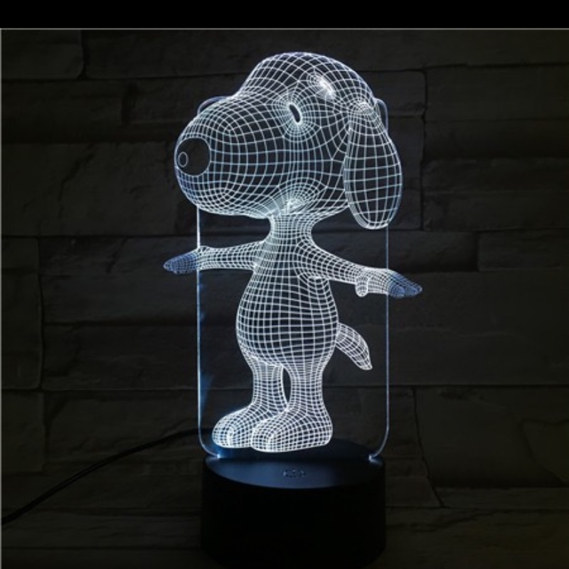 [現貨]史努比 Snoopy狗 3D視覺立體燈 七彩漸變 錯覺燈 小夜燈 | 蝦皮購物
