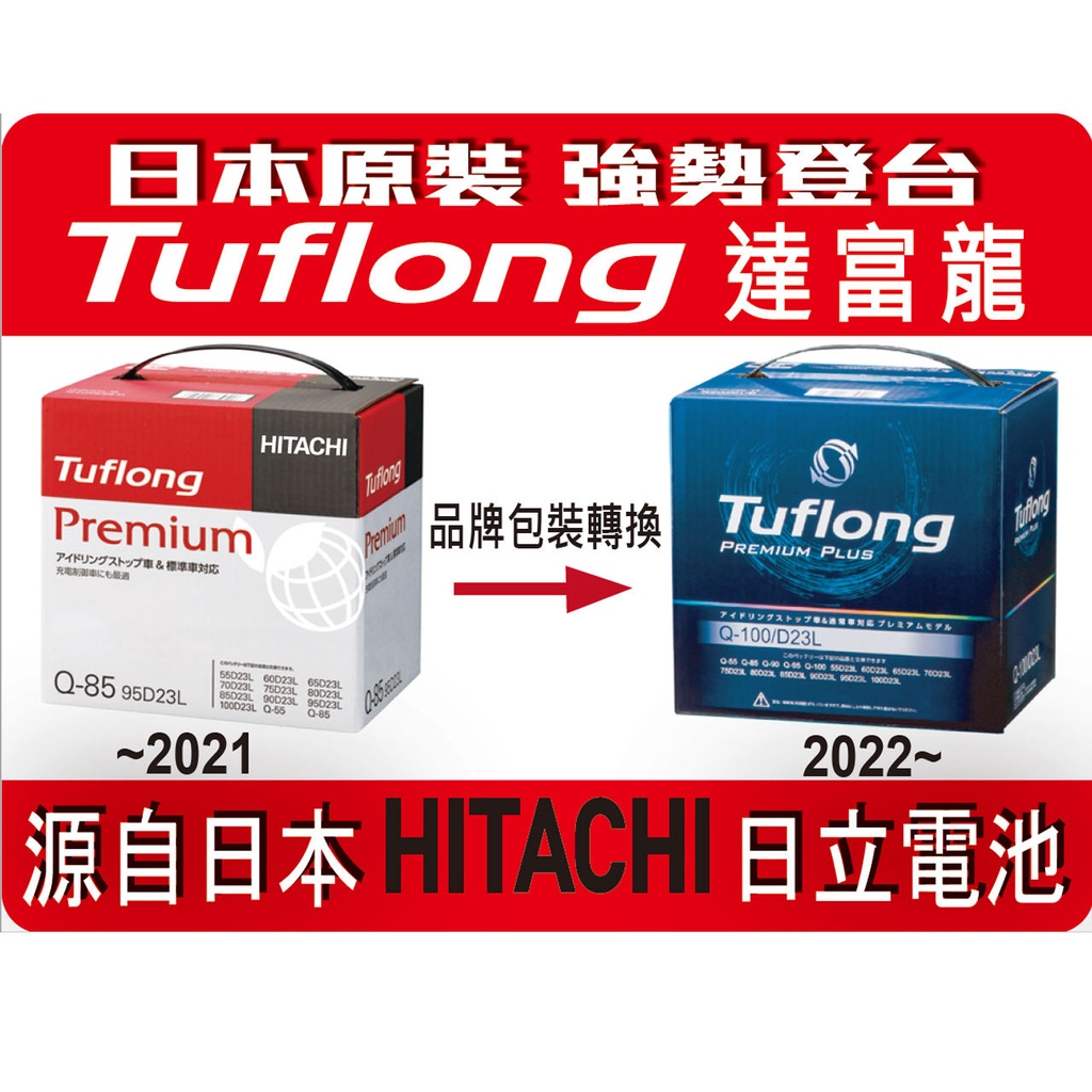日本製Tuflong達富龍高效汽車電池ECO系列60B24L/LS (附鉛頭) (充電制御