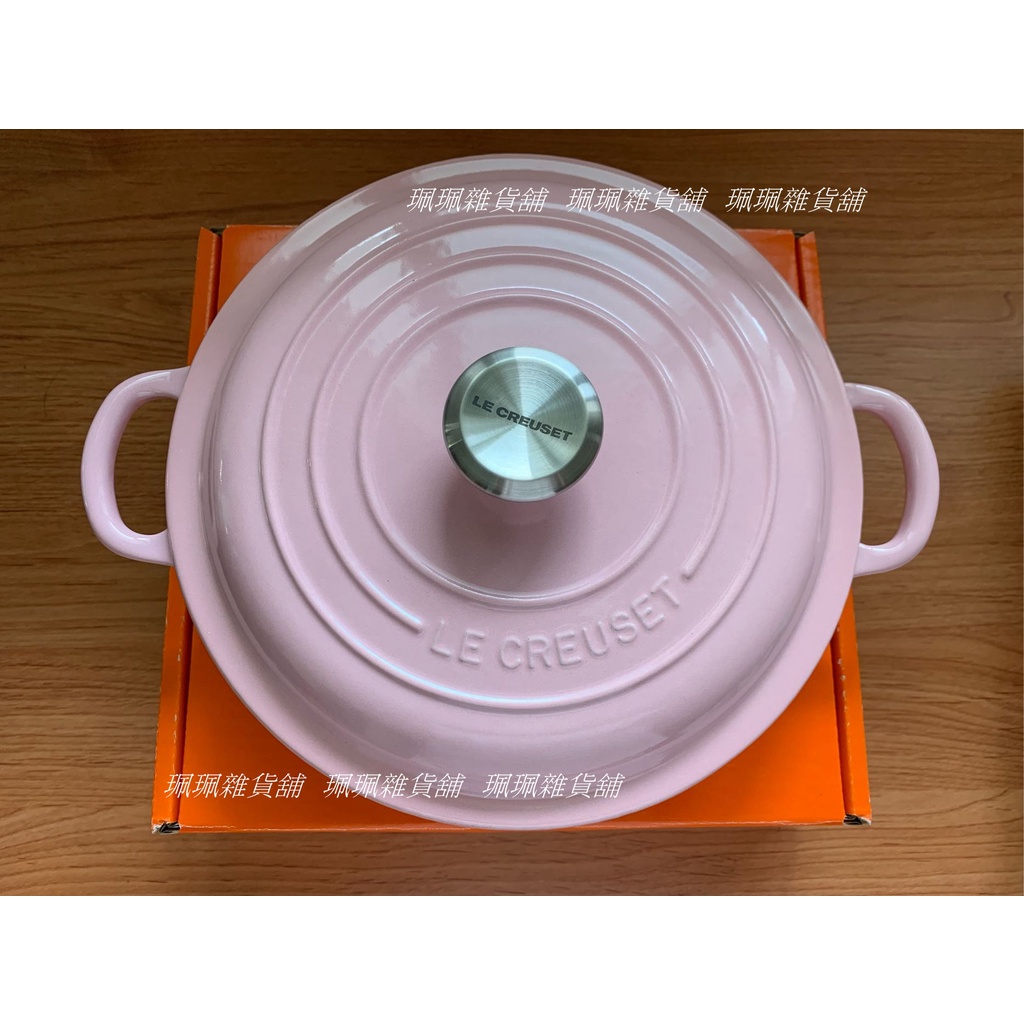 珮珮雜貨舖】全新《LE CREUSET》琺瑯鑄鐵淺底鍋內鍋黑琺瑯(雪紡粉) 鋼