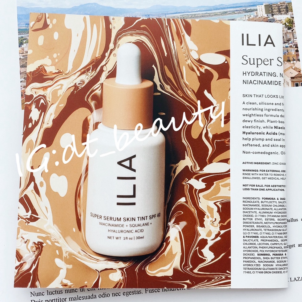 ILIA-Super Serum Skin Tint 粉底液有機無毒粉底試用卡小卡小樣#4 #9