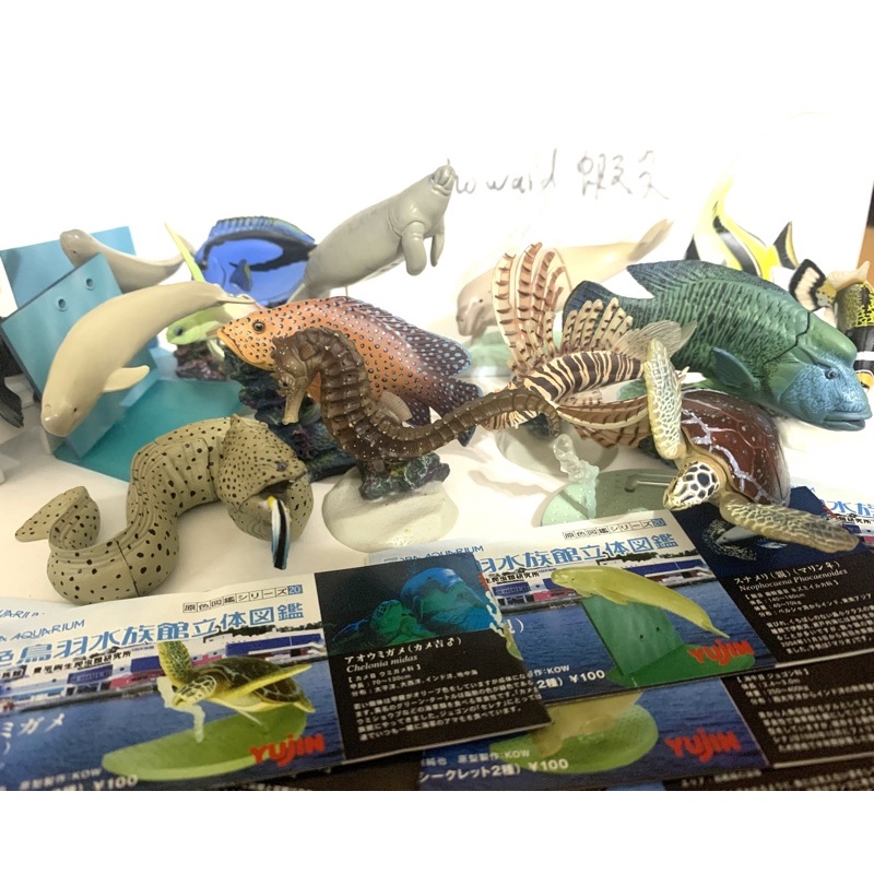 Yujin 原色鳥羽水族館立體圖鑑海龜獅子魚小白鯨海馬觀賞魚淡水魚熱帶魚