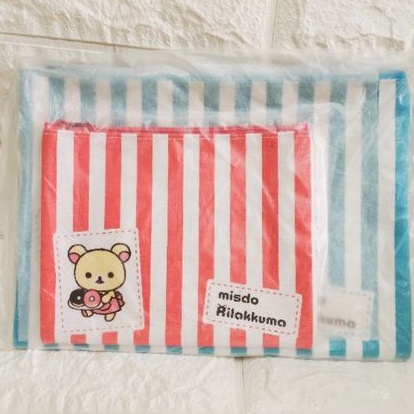 日本拉拉熊限定 misdo Rilakkuma懶熊藍色條紋收納包 懶妹紅白條紋收納包 懶懶熊大小收納袋 | 蝦皮購物