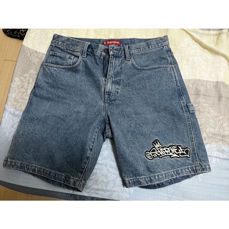 supreme handstyle denim painter short ss21 32 短褲牛仔貼布水洗二手