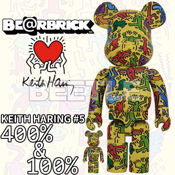 BEETLE BE@RBRICK KEITH HARING #5 凱斯哈林庫柏力克熊藝術家黃色100