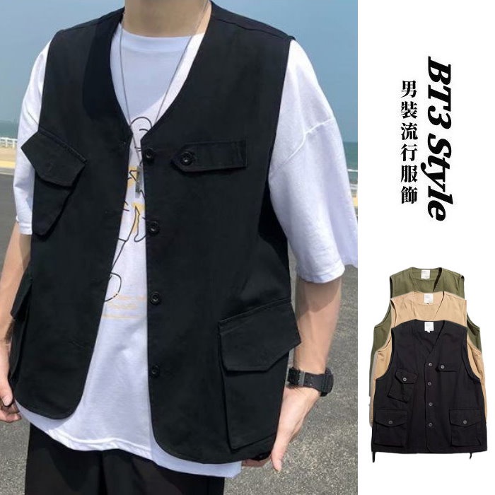 【BT3 store】工裝背心 斜口袋工作背心 戰術背心 口袋背心 釣魚背心 男女生 外搭背心 無袖背心【MN07】 | 蝦皮購物