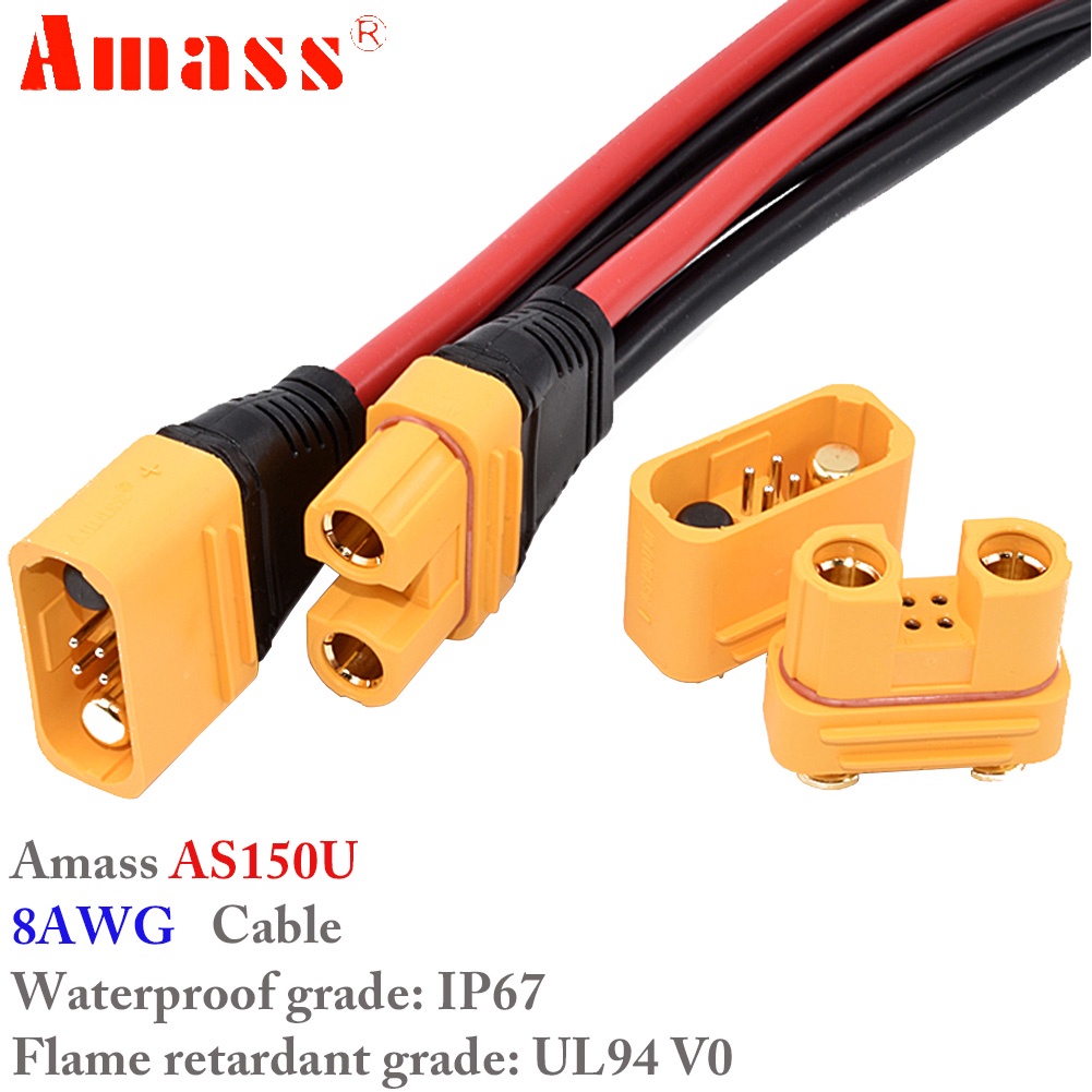 Amass AS150U 70A 鍍銅公/母插頭連接器電阻適配器電纜 35CM 55CM 用於 RC 賽車 FPV 無人 | 蝦皮購物