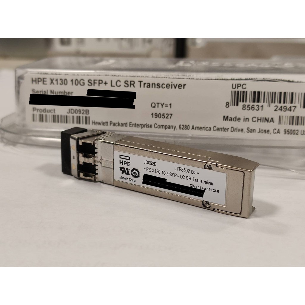 全新 HP 原廠 HPE X130 10G SFP+ LC SR Transceiver (JD092B) 全新未使用