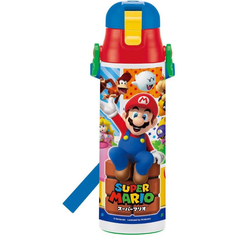 Skater Super Mario Stainless Water Bottle 580ml As Shown in Figure One Size