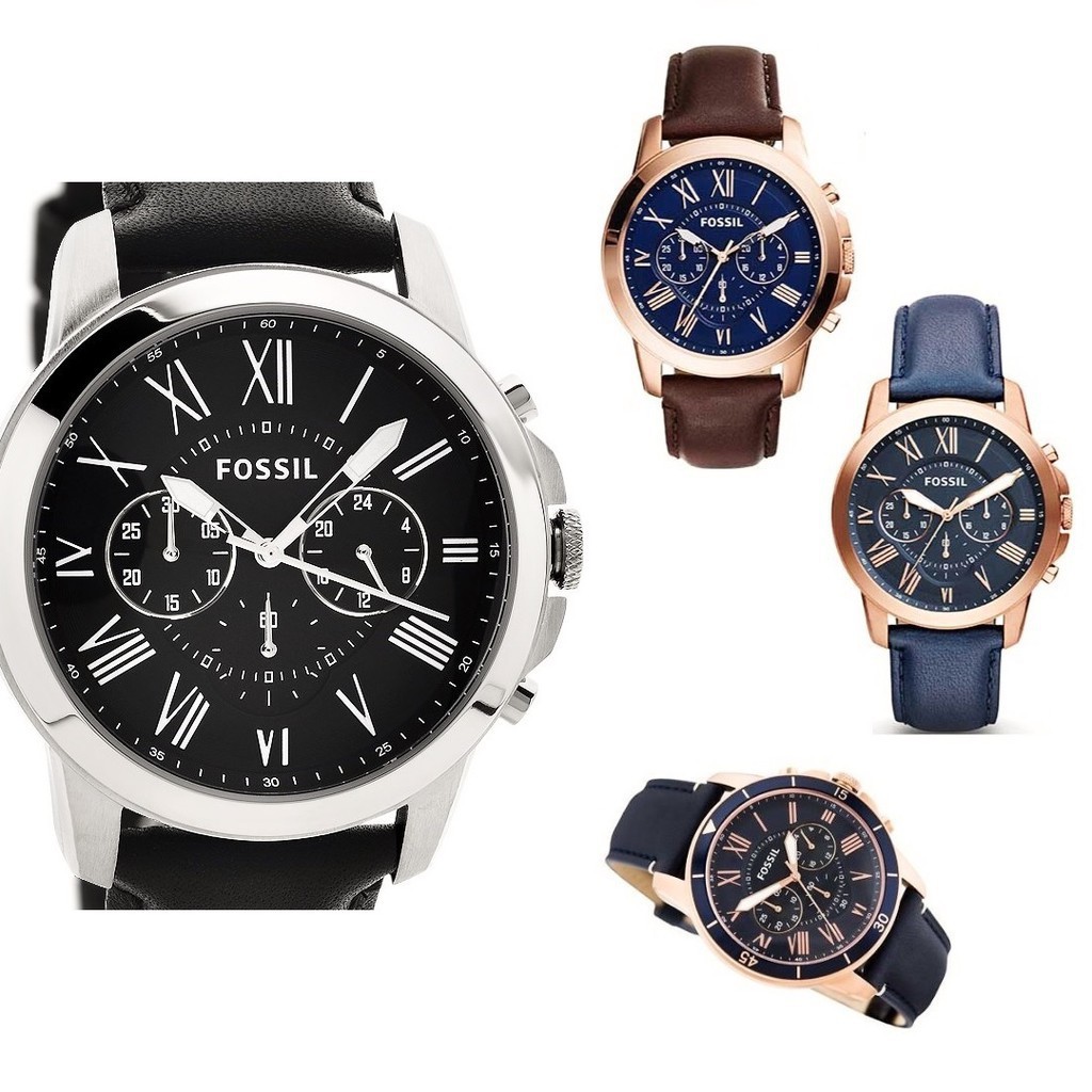 FOSSIL 羅馬指針刻度經典計時 皮帶手錶-44MM 【Watch World-Store 】 | 蝦皮購物