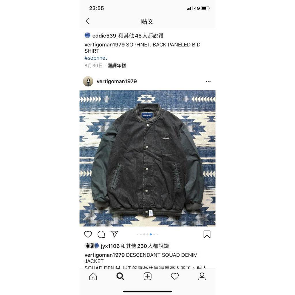 售descendant dcdt 19aw squad denim jacket 黑灰M | 蝦皮購物