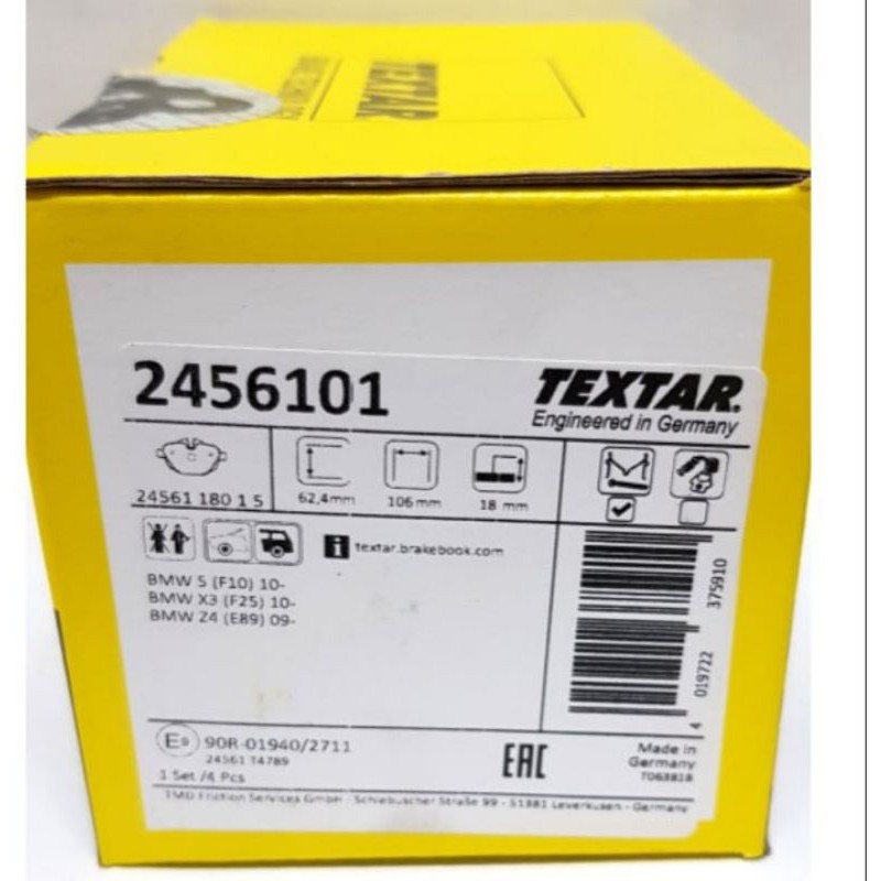 TEXTAR BREMSSCHEIBEN + BELÄGE VORNE + HINTEN Passend Für BMW 5er F10 Nur Limo
