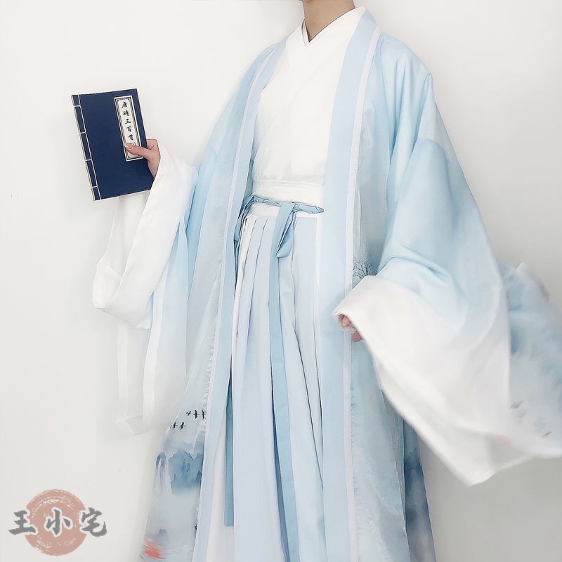 【氣質漢服古裝】漢服男 仙氣古風漢服 漢唐重夢魏晉風漢元素齊腰套裝男女同款山水印花大袖 超夯ZP | 蝦皮購物