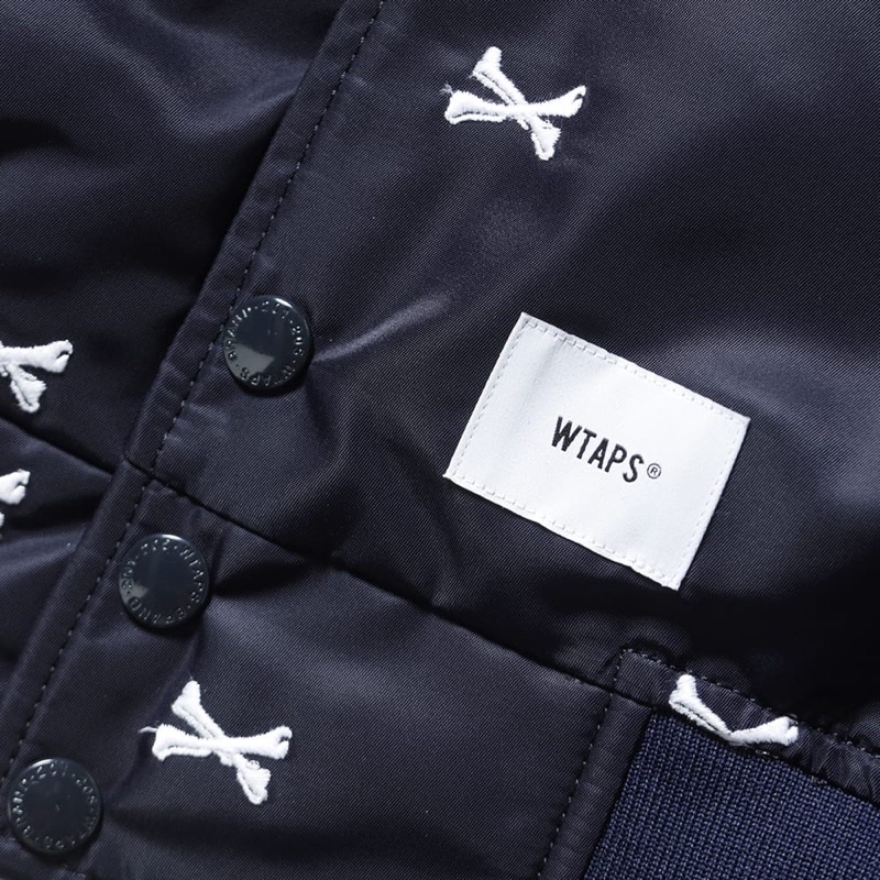 22SS WTAPS TEAM JACKET NYLON TWILL TEXTILE黑/深藍刺繡骨頭