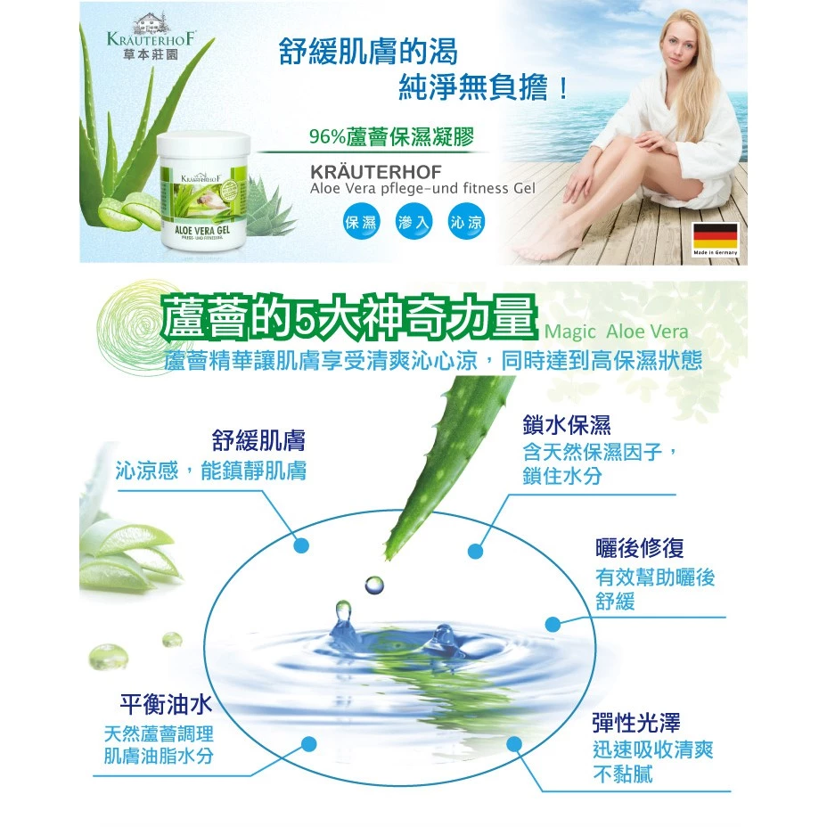 【2026推薦】德國家庭必備！草本莊園 96% 蘆薈保濕凝膠：告別黏膩，開啟清爽補水的黑科技