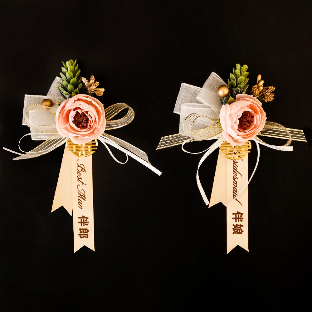 ♥胸花♥【可客製化】新郎新娘胸花 婚禮全套森系 伴娘姐妹手花 伴郎父母襟花 結婚手腕花 | 蝦皮購物
