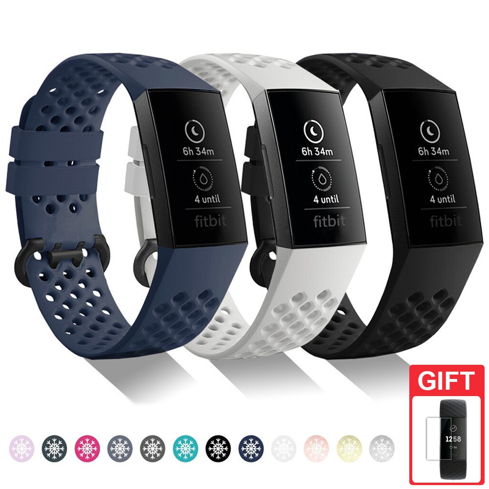 Fitbit Charge 3 錶帶Charge 4 透氣孔錶帶矽膠錶帶charge3 Charge4