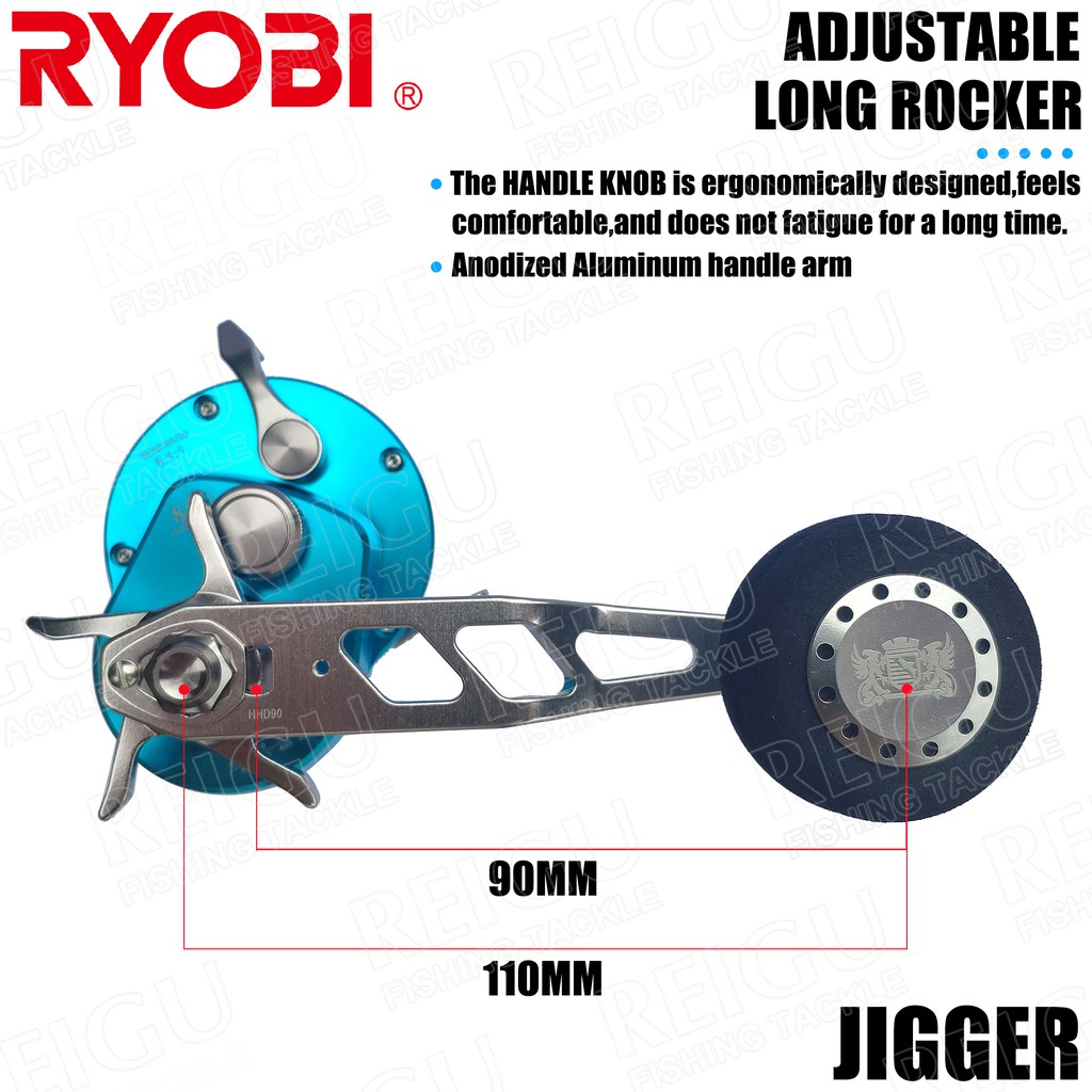 日本RYOBI RANMI JIGGER BT50 鼓式捲線器鐵板慢搖海釣拖釣金屬機身16kg