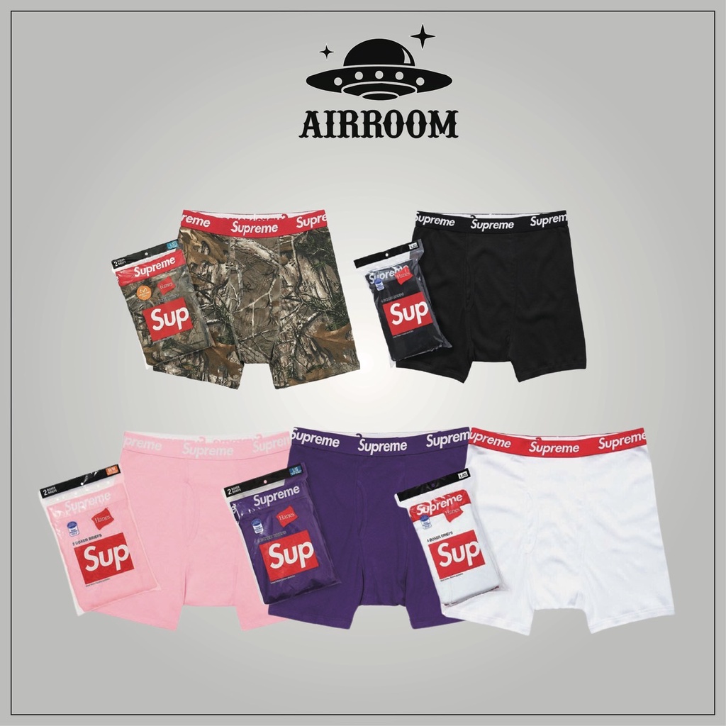 AirRoom 全新正品現貨Supreme HANES BOXER BRIEFS 內褲黑白紫粉樹紋