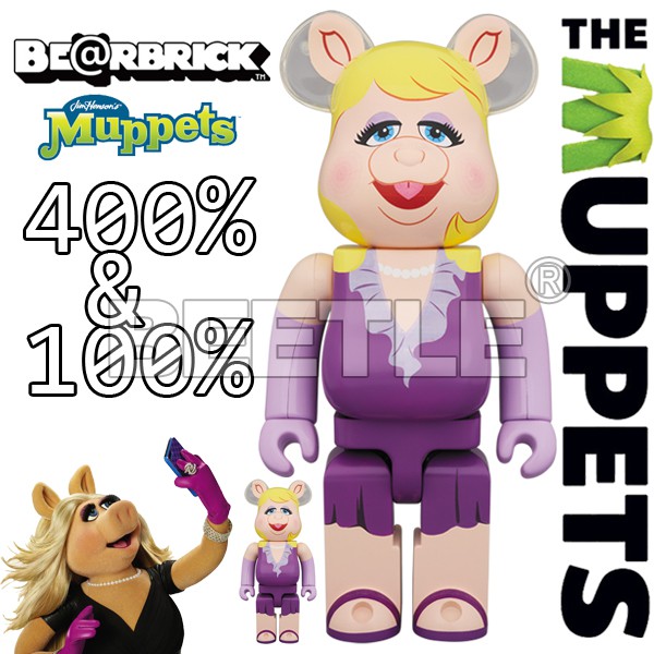 BEETLE BE@RBRICK MISS PIGGY 豬小姐科米蛙布偶歷險記庫柏力克熊100 ...