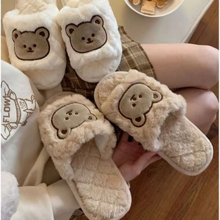 【超可愛】台灣出貨!!可愛INS風格-絨毛熊熊保暖拖鞋．冬季室內拖鞋