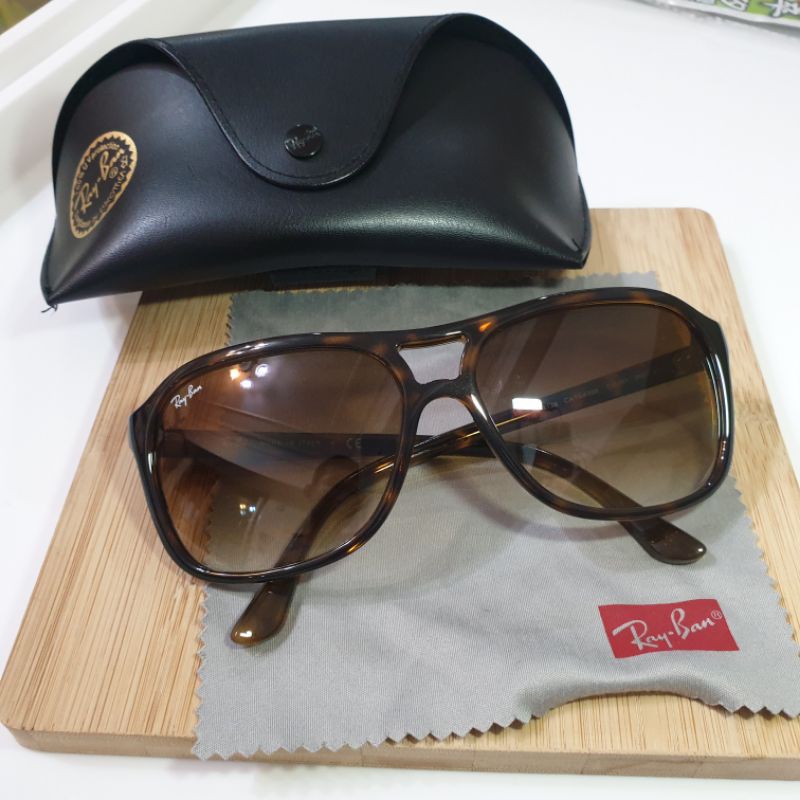 正版 Rayban雷朋 太陽眼鏡/墨鏡/咖啡色 RB4128 義大利製 二手 | 蝦皮購物