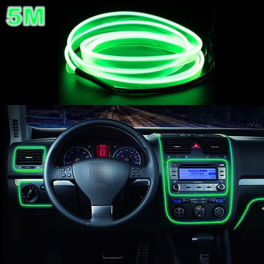 冷光條 LED 汽車氣氛燈 5米 綠色 發光條 氣氛燈 發光線 冷光條 隙縫條 可彎曲 | 蝦皮購物