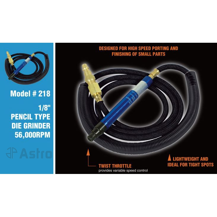 Astro Pneumatic 218 Pencil Die Grinder – 1/8″ Collet, 56,000 RPM, Lightweight For Tight Spots