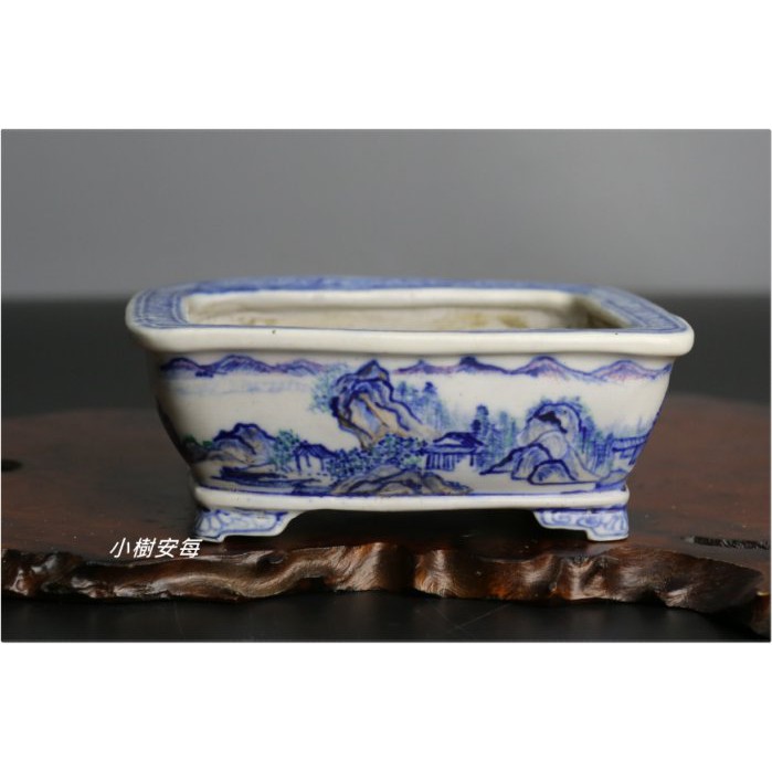 小樹安每】日本盆缽- [谷嵐山] 色繪山水圖長方鉢(時代品) 11cm | 蝦皮購物