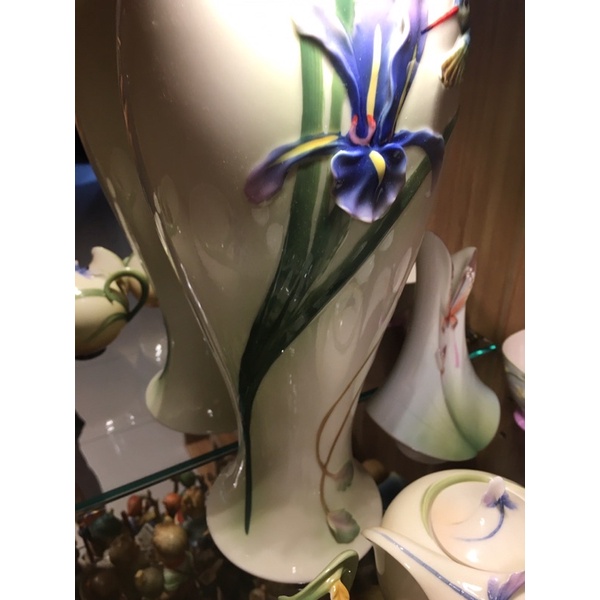 Franz 法藍瓷！幸福青鳥蜂鳥大花瓶！五折特價！高約36.8公分！精品收藏