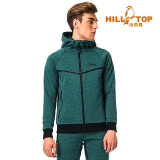 【Hilltop山頂鳥】男款連帽刷毛外套H22MW7-黑綠