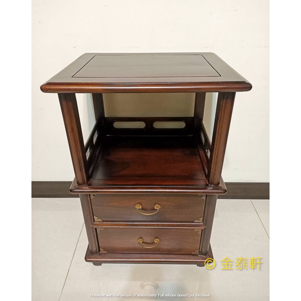 金泰軒】全新品《雙層雙抽花枱櫃》展示枱/收納架/角落架/電話架/置物架